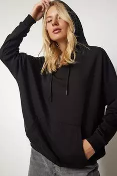 Толстовка - Черный - Свободный крой Happiness stanbul, черный