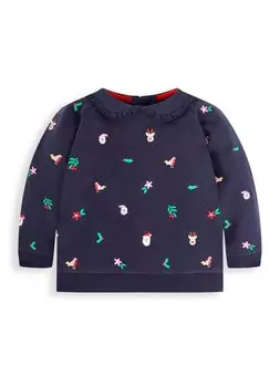 Толстовка CHRISTMAS EMBROIDERED WITH COLLAR JoJo Maman Bb, синий