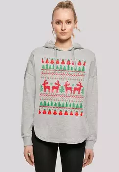 Толстовка CHRISTMAS REINDEERS WEIHNACHTEN MUSTER - Hoodie F4NT4STIC, серый