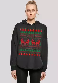 Толстовка CHRISTMAS REINDEERS WEIHNACHTEN MUSTER - Hoodie F4NT4STIC, черный