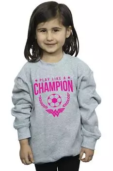 Толстовка «Чудо-женщина играет как чемпионка» DC Comics, серый