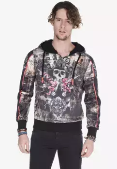 Толстовка Cipo & Baxx с капюшоном и классным принтом по всей поверхности, цвет Schwarz-Mehrfarbig