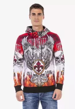 Толстовка Cipo & Baxx с капюшоном и классным принтом по всей поверхности, цвет Rot-Mehrfarbig