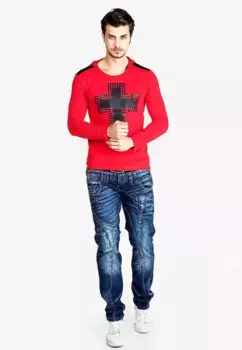 Толстовка Cipo & Baxx с капюшоном и повседневным крестиком, черный