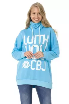 Толстовка Cipo & Baxx с капюшоном и стильным принтом спереди, голубой