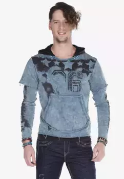 Толстовка Cipo & Baxx с капюшоном и выцветшими принтами, цвет Indigo