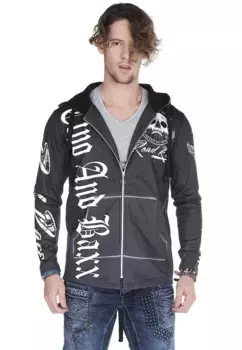 Толстовка Cipo & Baxx с крутыми принтами, антрацит