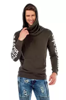 Толстовка Cipo & Baxx с шалевым воротником, хаки