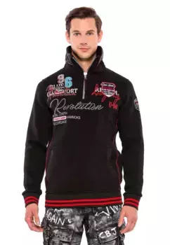 Толстовка Cipo & Baxx, с высоким воротником стойкой, черный