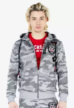 Толстовка Cipo & Baxx в модном стиле милитари, серый