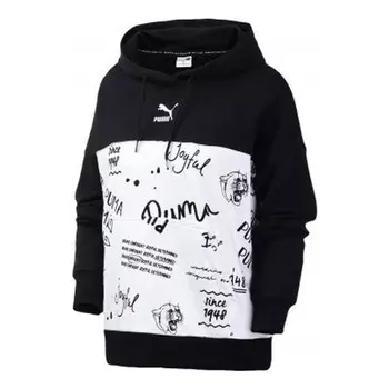 Толстовка classics aop logo printing drawstring black Puma, черный