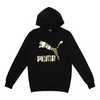 Толстовка classics gold color logo knit pullover black Puma, черный