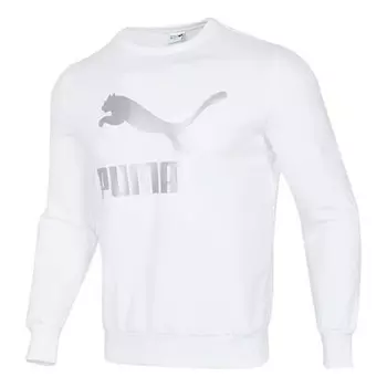 Толстовка classics logo crew large logo printing sports round neck pullover white Puma, белый