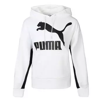 Толстовка classics logo hoodie 'white black' Puma, белый