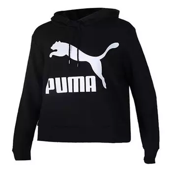 Толстовка classics logo hoody knitting pullover fleece black Puma, черный