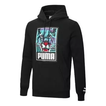 Толстовка claw pack hoodie 'black white blue' Puma, черный