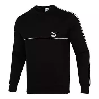 Толстовка clsx piped crew tr logo printing round neck sports pullover black Puma, черный