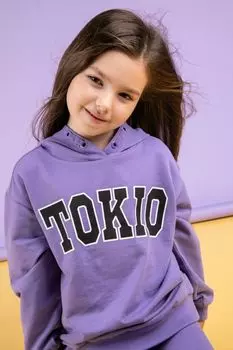 Толстовка Coccodrillo фиолетовый с капюшоном и надписью