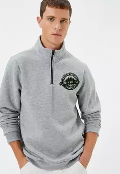 Толстовка COLLEGE PRINTED HALF ZIPPER HIGH NECK Koton, серый