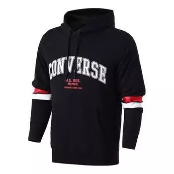 Толстовка collegiate text pullover hoodie 'black' Converse, черный