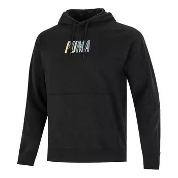 Толстовка colorful logo hoodie 'black' Puma, черный
