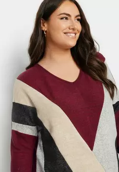 Толстовка COLOUR BLOCK Yours Clothing, темно-красный