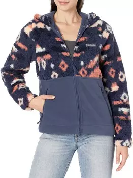 Толстовка Columbia Winter Pass Sherpa Hooded Full Zip, цвет Nocturnal Rocky Mountain Print/Nocturnal