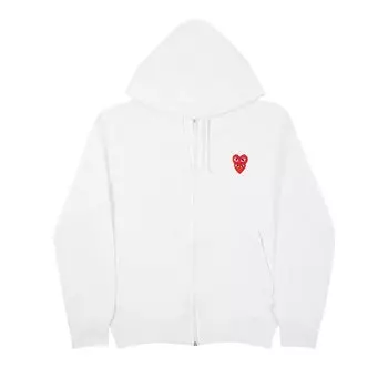Толстовка Comme des Garons PLAY Heart Logo Zip Up Hooded Sweatshirt 'White', белый