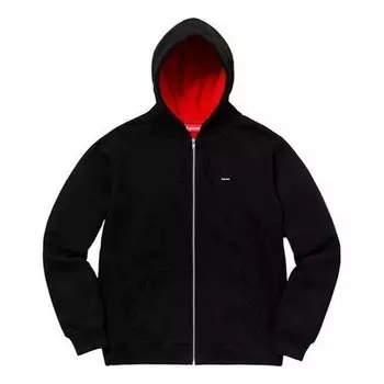 Толстовка contrast zip up hooded sweatshirt 'black red' Supreme, черный