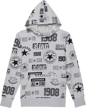 Толстовка Converse Logo All Over Print Fit Pullover, цвет Lunar Rock Heather