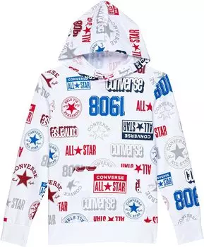Толстовка Converse Logo All Over Print Fit Pullover, белый