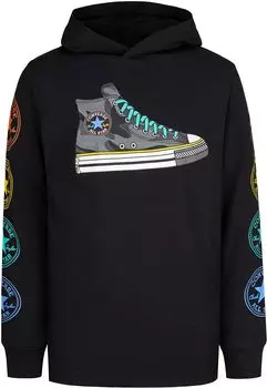 Толстовка Converse Long Sleeve Hooded Tee, черный/белый