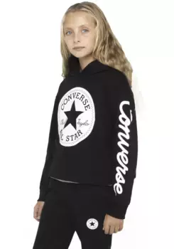 Толстовка Converse с капюшоном "CHUCK PATCH CROPPED HOODIE - для детей", черный