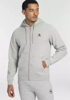 Толстовка Converse с капюшоном "GO-TO EMBROIDERED STAR CHEVRON BRUSHED BACK BACK FLEECE ZIP HOODIE", унисекс, серый