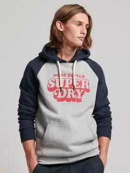 Толстовка Cooper Class с регланами Superdry, серый меланж/насыщенный темно-синий