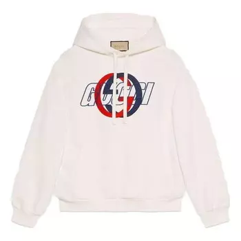 Толстовка cotton jersey hooded sweatshirt 'off white' Gucci, белый