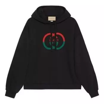 Толстовка cotton jersey printed hooded sweatshirt 'black' Gucci, черный