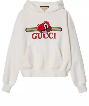 Толстовка cotton jersey sweatshirt with patch 'off white' Gucci, белый