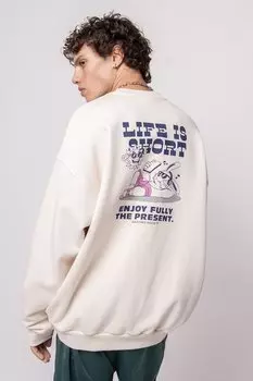 Толстовка CREW LIFE IS SHORT UNISEX Kaotiko, кремовый