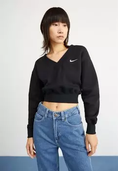 Толстовка CROP VNECK Nike Sportswear, цвет black/sail