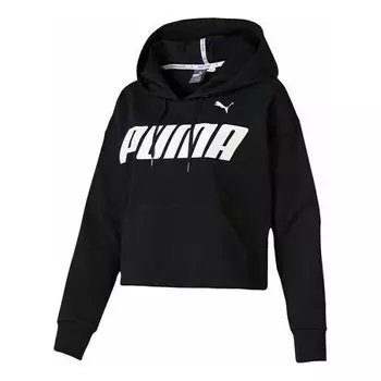 Толстовка cropped logo hoodie Puma, черный