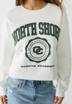 Толстовка CROPPED Stradivarius, белый