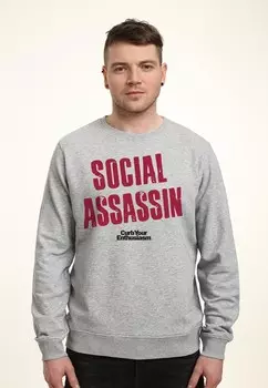 Толстовка CURB YOUR ENTHUSIASM SOCIAL ASSASSIN Henry Tiger, цвет Mottled Light Grey