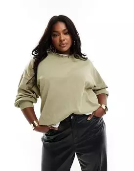 Толстовка цвета хаки ASOS DESIGN Curve
