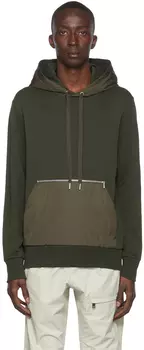 Толстовка цвета хаки из хлопка и нейлона Moncler