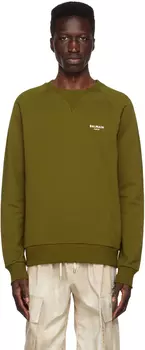 Толстовка цвета хаки с флоком Balmain
