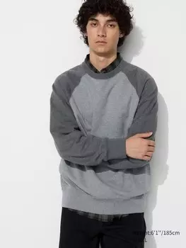 Толстовка цветной блок Uniqlo, серый