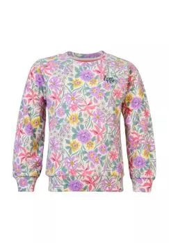 Толстовка, цветочный дизайн, ребристые манжеты, детская noppies, цвет Whitecap Gra