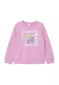 Толстовка, цветочный, шрифтовой принт, детский s.Oliver, цвет Lilac Pink