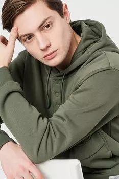 Толстовка Daw с завязкой и боковыми карманами !Solid, зеленый